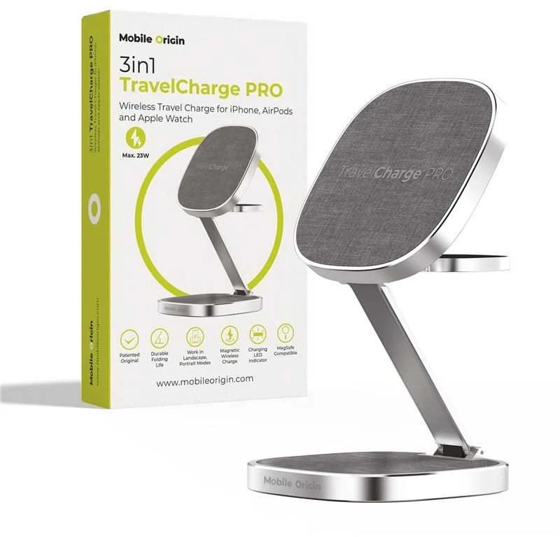 Mobile Origin TravelCharge PRO Sidabrinis