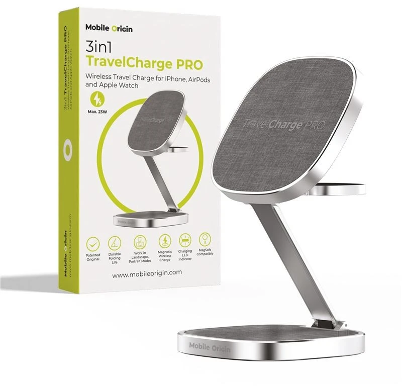 Mobile Origin TravelCharge PRO sidabrinis