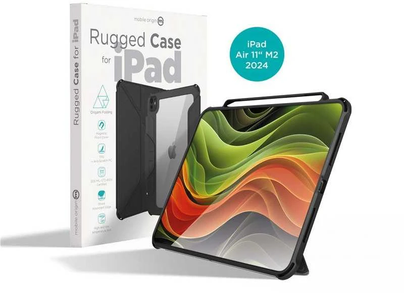 Mobile Origin tvirtas dėklas, juodas – „iPad Air 11“ (M3, 2025 / M2, 2024)