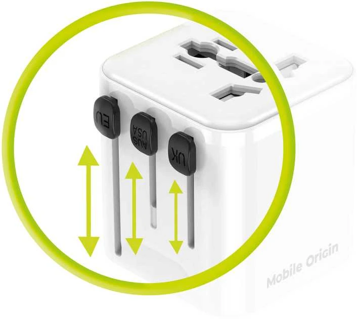 Mobile Origin Universalus kelioninis adapteris PW30 EU/UK/US/AUS, baltas