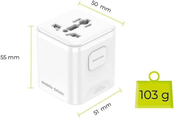 Mobile Origin Universalus kelioninis adapteris PW30 EU/UK/US/AUS, baltas