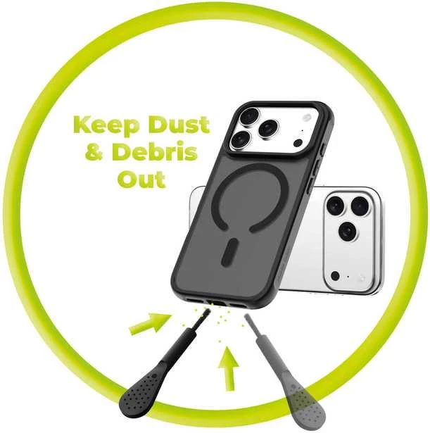 Valiklis Mobile Origin USB-C prievado dulkių kamštis ir valymo šepetėlis CL1 Juodas/Skaidrus, tinka iPhone/Android