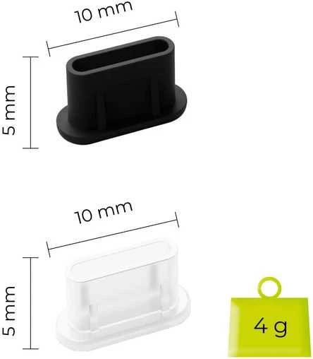 Valiklis Mobile Origin USB-C prievado dulkių kamštis ir valymo šepetėlis CL1 Juodas/Skaidrus, tinka iPhone/Android