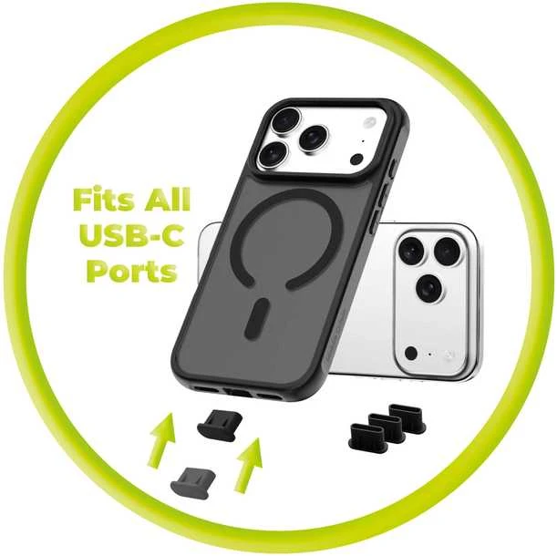 Valiklis Mobile Origin USB-C prievado dulkių kamštis ir valymo šepetėlis CL1 Juodas/Skaidrus, tinka iPhone/Android