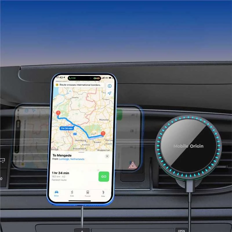 „Mobile Origin“ belaidis automobilio ventiliacijos angos įkroviklis CA18, suderinamas su „Apple Watch“ / „iPhone“ ir „MagSafe“