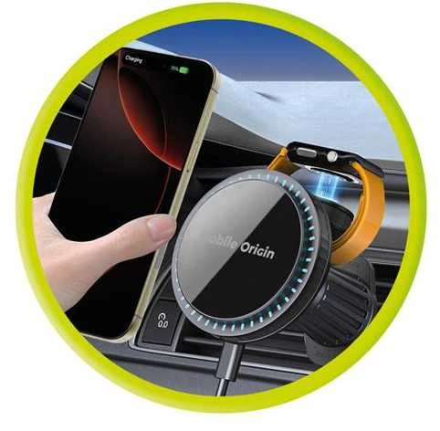 „Mobile Origin“ belaidis automobilio ventiliacijos angos įkroviklis CA18, suderinamas su „Apple Watch“ / „iPhone“ ir „MagSafe“