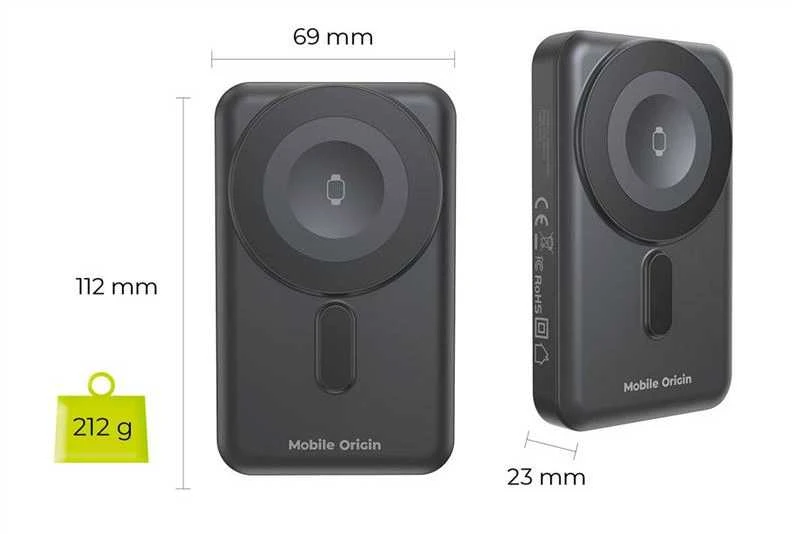 Mobile Origin belaidis magnetinis įkroviklis 10000 mAh, USB-C ir „Lightning“ laidas PB11
