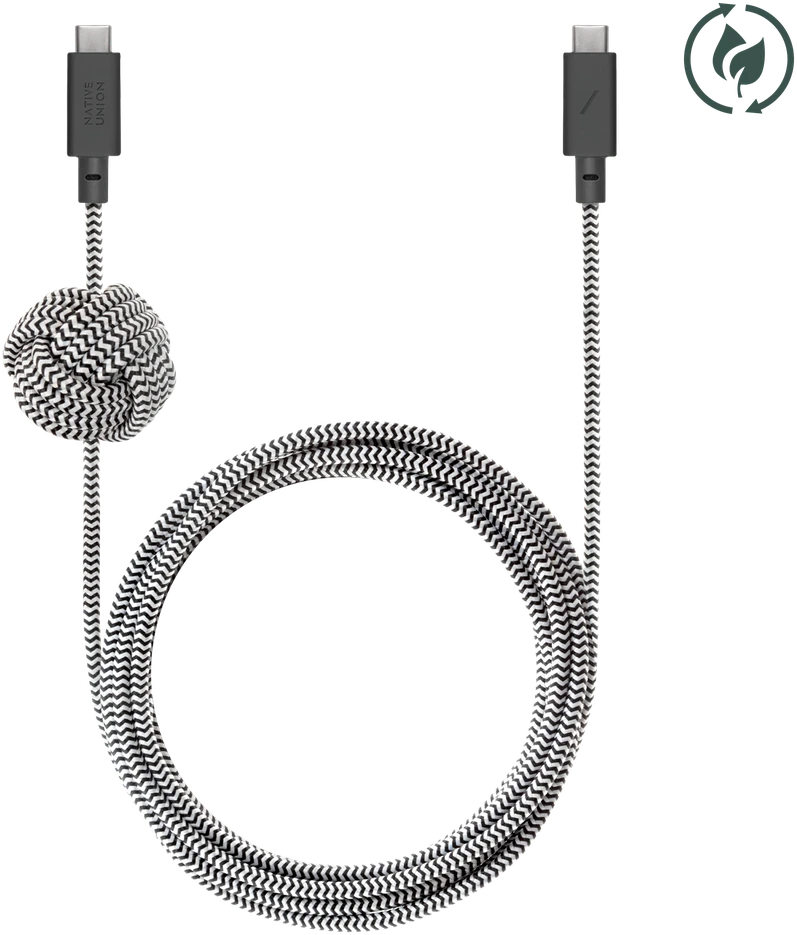 „Native Union Anchor“ kabelis 240 W – USB-C kabelis – USB-C, 3 m (zebras)