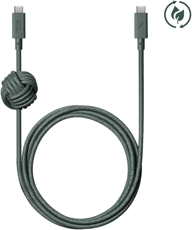 Native Union Anchor Cable 240W - kabelis USB-C - USB-C, 3 m (žalias)