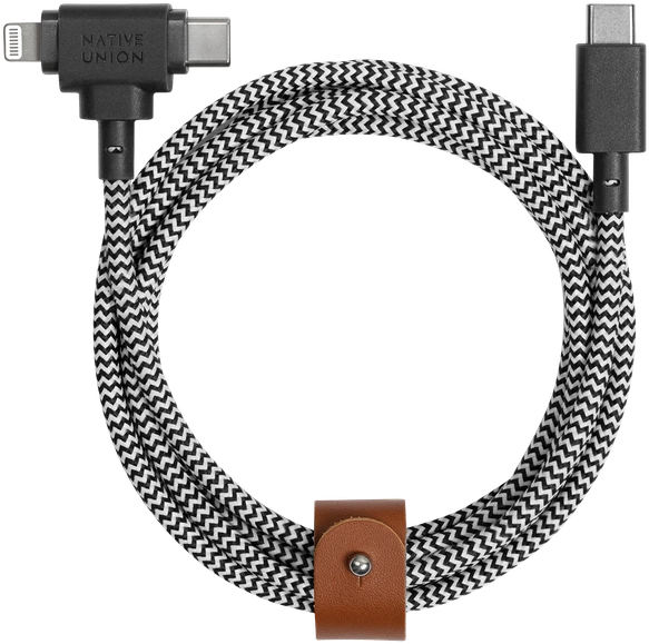 Native Union Belt universalus kabelis (USB-C – Lightning/USB-C) 1.5m, zebrinis