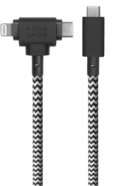 Native Union Belt universalus kabelis (USB-C – Lightning/USB-C) 1.5m, zebrinis