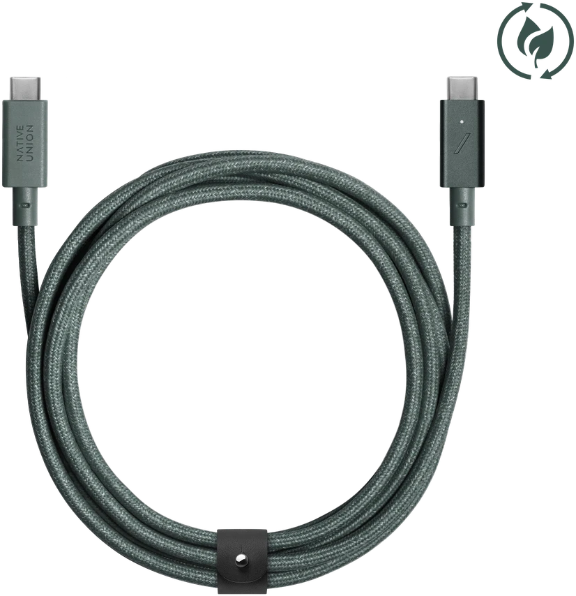 Native Union Belt Cable Pro 240W - kabelis USB-C - USB-C, 2,4 m (žalias)