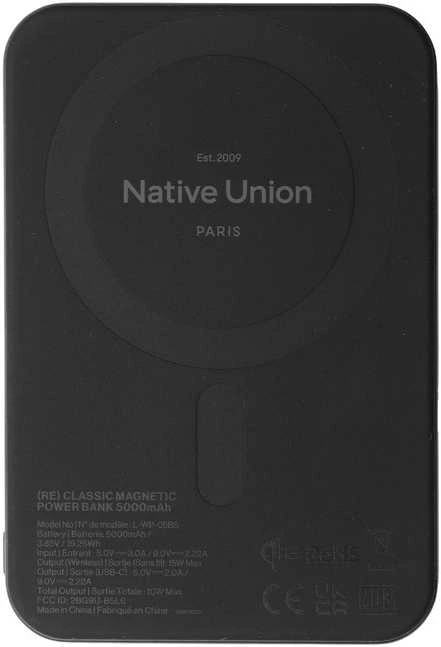 Native Union (Re)Classic magnetinis išorinis akumuliatorius Qi2 5000 mAh – tamsiai mėlynas