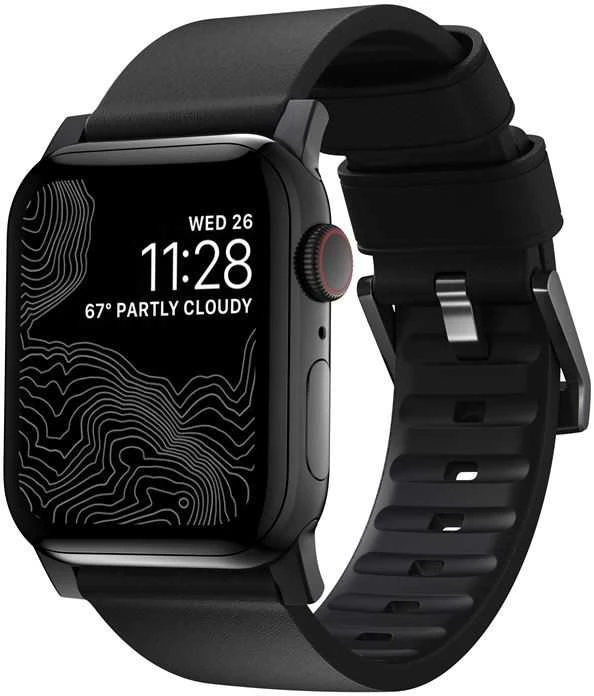 Išmaniojo laikrodžio Apple odinis dirželis, Juodos spalvos, 42/44mm