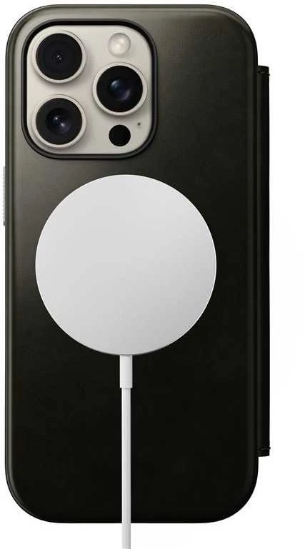 Dėklas Nomad Leather Folio, žalias chrome - iPhone 16 Pro