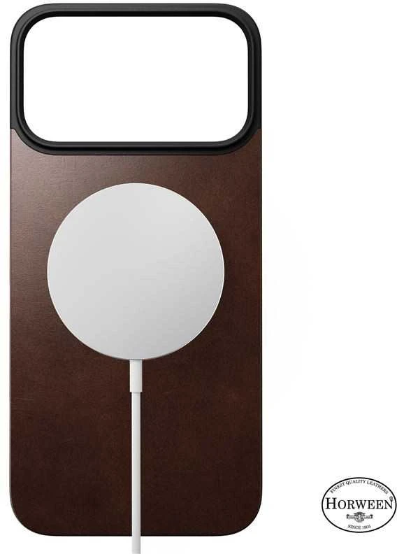 „Nomad“ magnetinis odinis dėklas, kaimiško stiliaus rudas (Horween), „Magsafe“ – „iPhone 17 Pro Max“