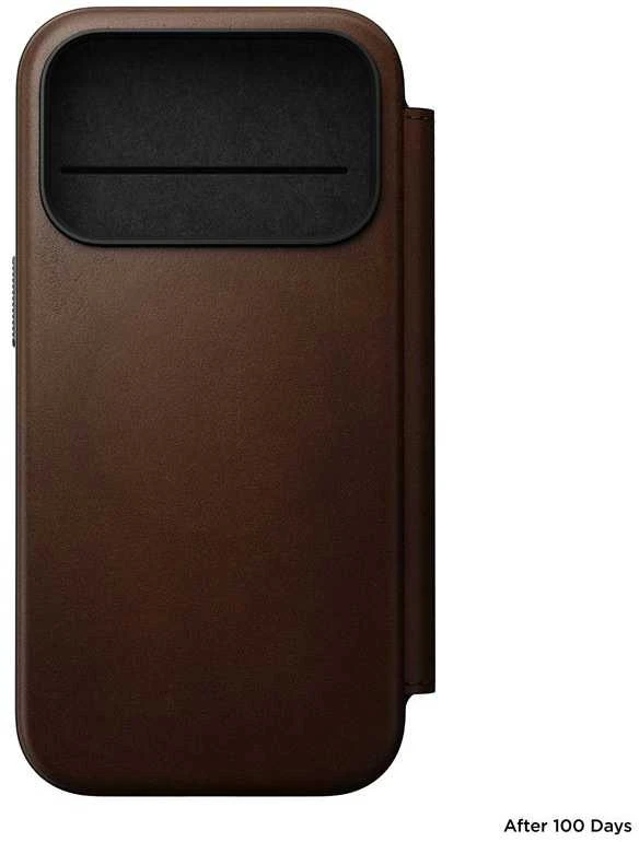 Dėklas Nomad Modern Leather Folio, ruda - iPhone 17 Pro