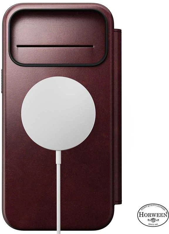 „Nomad Modern“ odinis dėklas, bordo spalvos („Horween“) – „iPhone 17 Pro Max“