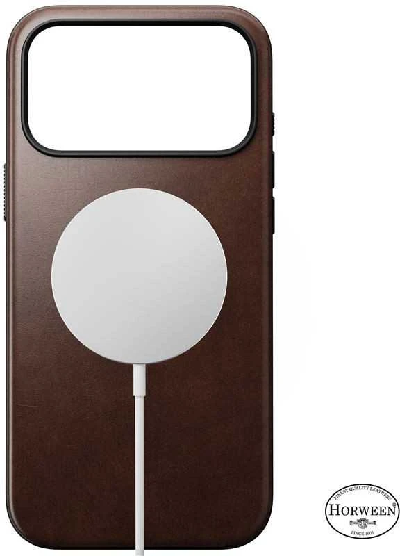 Nomad Modern Odinis dėklas, rustic ruda (Horween) - iPhone 17 Pro Max