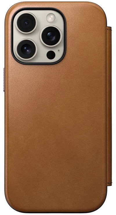 Dėklas Nomad Modern Leather Folio, English Tan-C – iPhone 16 Pro