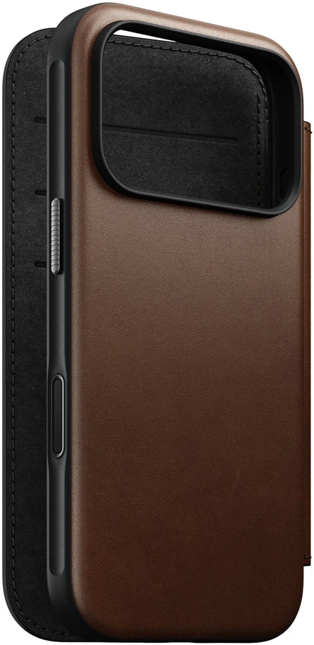 Dėklas Dėklai ir apvalkalai - Flip Nomad Modern Leather Folio, ruda – iPhone 18 Pro/17 Pro
