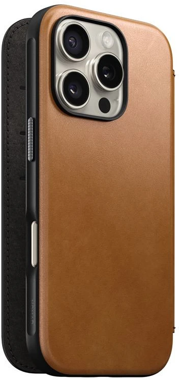 Dėklas Nomad Modern Leather Folio, English Tan-C – iPhone 16 Pro
