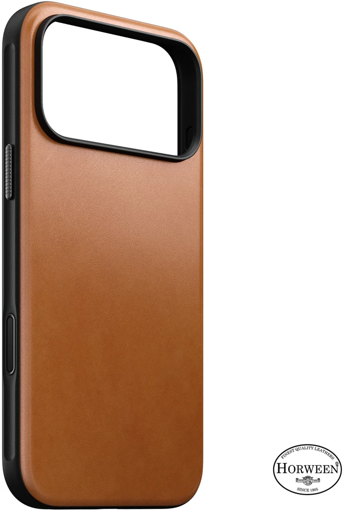 Nomad Modernus odinis dėklas, balno rudos spalvos (Horween) - skirta iPhone 18 Pro Max/17 Pro Max