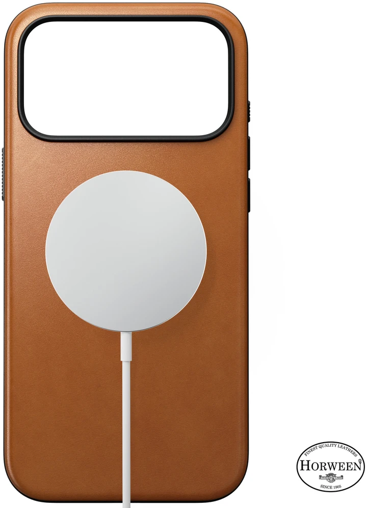 Nomad Modernus odinis dėklas, balno rudos spalvos (Horween) - skirta iPhone 18 Pro Max/17 Pro Max
