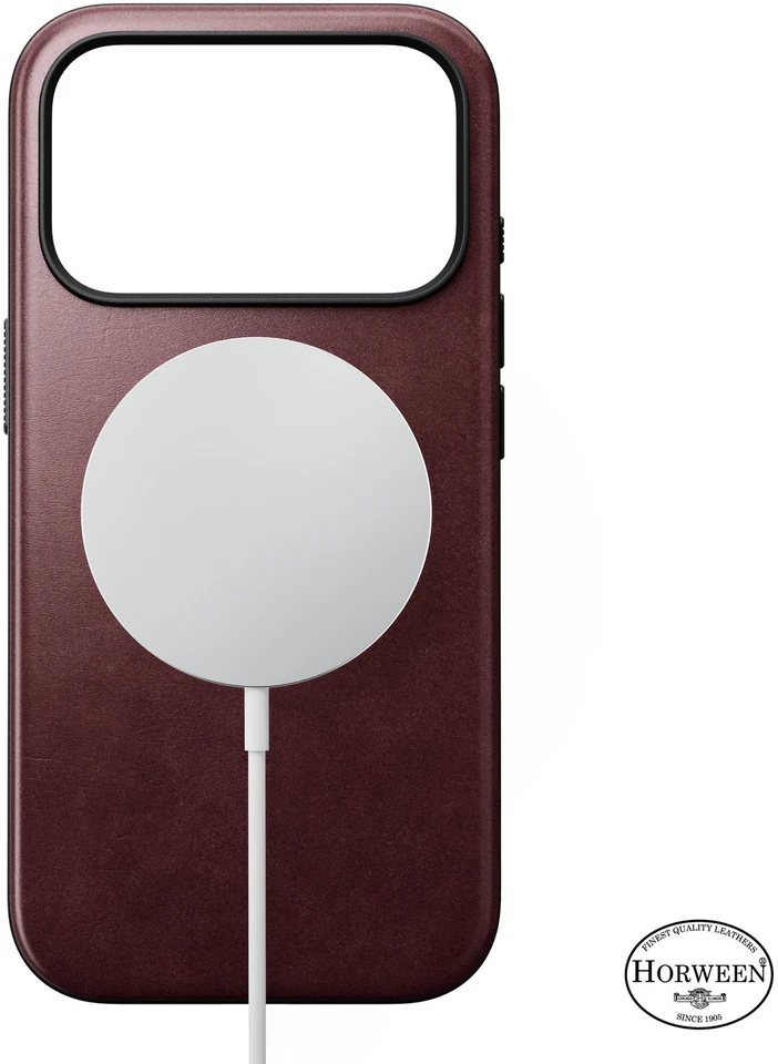 Burga Nomad Modern odinis dėklas, bordo (Horween) – iPhone 18 Pro/17 Pro