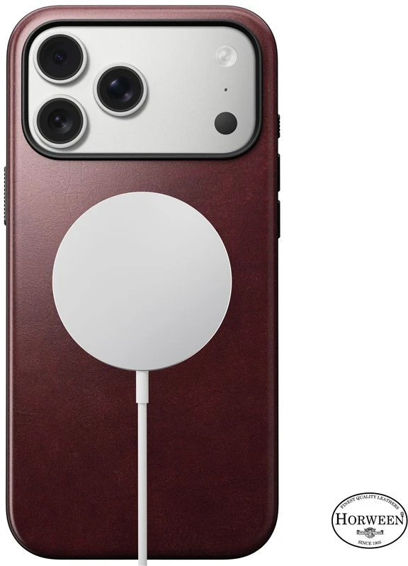 Nomad Modern odinis dėklas, bordo (Horween) – iPhone 17 Pro Max