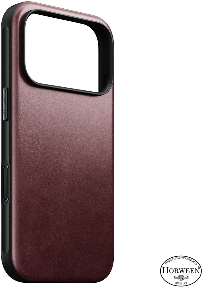 Burga Nomad Modern odinis dėklas, bordo (Horween) – iPhone 18 Pro/17 Pro