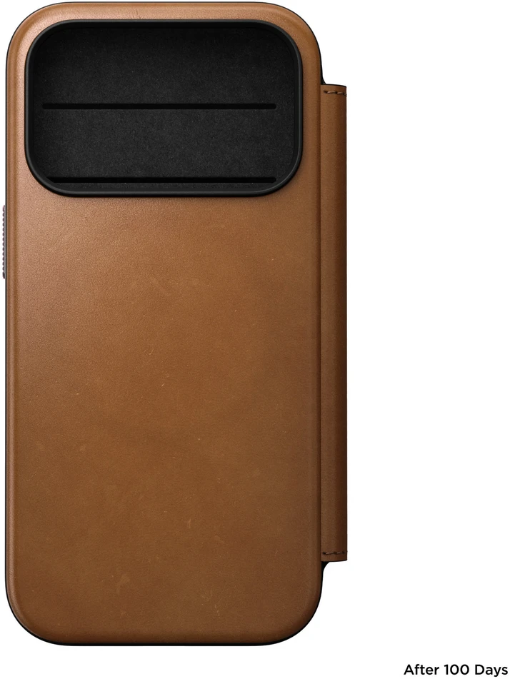 Dėklas Dėklai ir apvalkalai – „Flip Nomad Modern“ natūralios odos aplankas, angliška ruda – iPhone 18 Pro/17 Pro