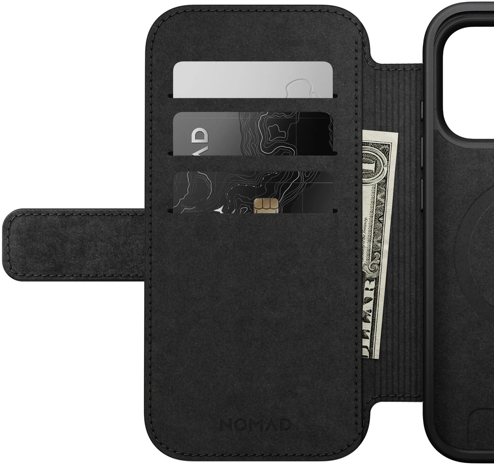 Dėklas Dėklai ir apvalkalai – „Flip Nomad Modern“ natūralios odos aplankas, angliška ruda – iPhone 18 Pro/17 Pro