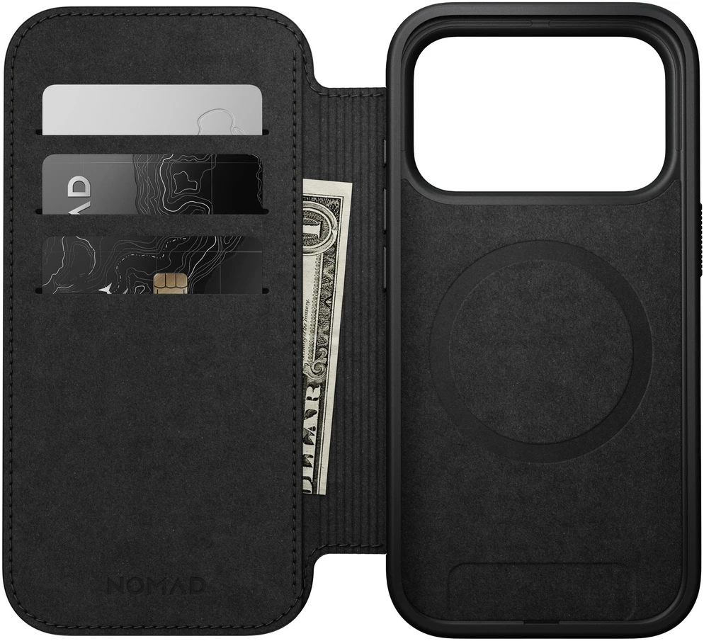 Dėklas Dėklai ir apvalkalai – „Flip Nomad Modern“ natūralios odos aplankas, angliška ruda – iPhone 18 Pro/17 Pro