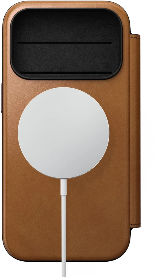 Dėklas Dėklai ir apvalkalai – „Flip Nomad Modern“ natūralios odos aplankas, angliška ruda – iPhone 18 Pro/17 Pro