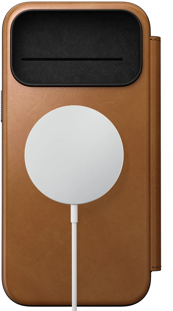 Dėklai ir viršeliai - Flip Nomad Modern odinis dėklas-knygelė, english tan – iPhone 18 Pro Max/17 Pro Max
