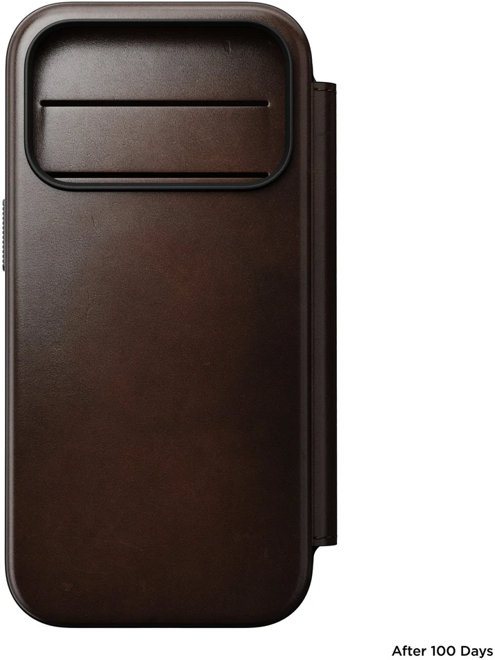 Dėklai ir viršeliai – "Flip Nomad Modern Leather Folio" atlenkiamas dėklas, rustic ruda (Horween) – iPhone 18 Pro/17 Pro dėklas
