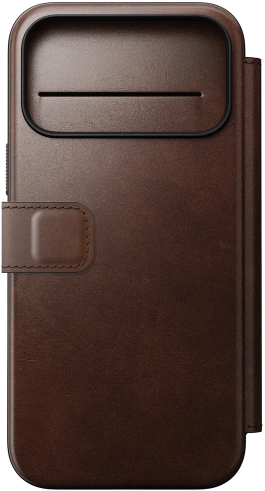 Dėklai ir apvalkalai – Flip Nomad Modern odinis dėklas-knygelė, rustic ruda (Horween) – iPhone 18 Pro Max/17 Pro Max
