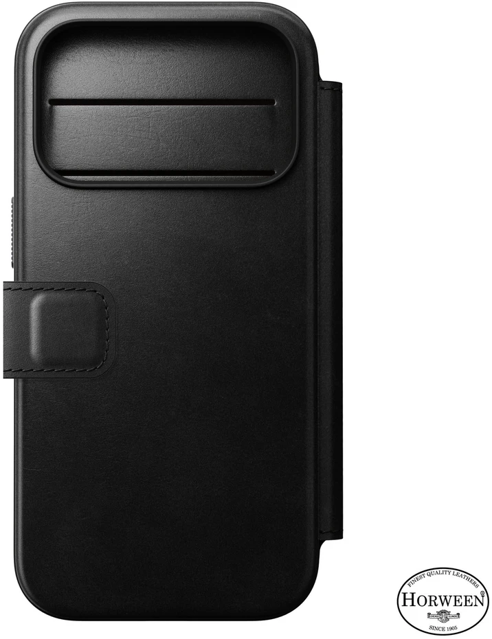 Nomad Modernus odinis folio tipo dėklas, juodas (Horween) - iPhone 18 Pro/17 Pro