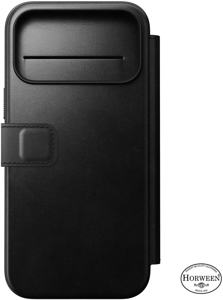 Nomad Modernus odinis folio tipo dėklas, juodas (Horween) - iPhone 18 Pro Max/17 Pro Max