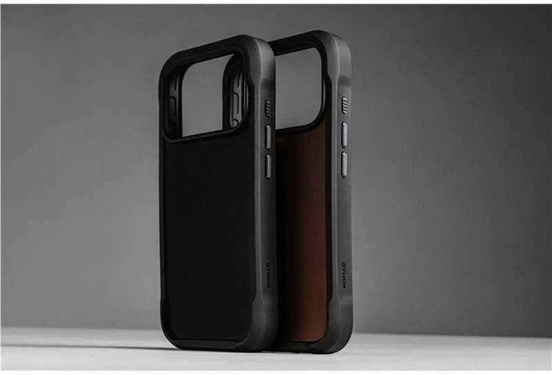 „Nomad“ tvirtas odinis dėklas, kaimiškos rudos spalvos („Horween“) – „iPhone 17 Pro Max“
