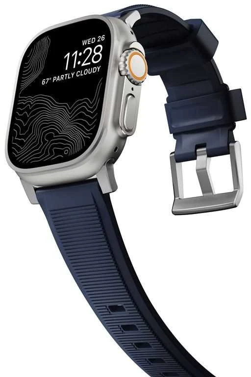 Nomad Rugged Strap, atlantic mėlynas/sidabrinis - AW Ultra 2/1 49mm 9/8/7 45mm/6/SE/5/4 44mm/3/2/1 42mm