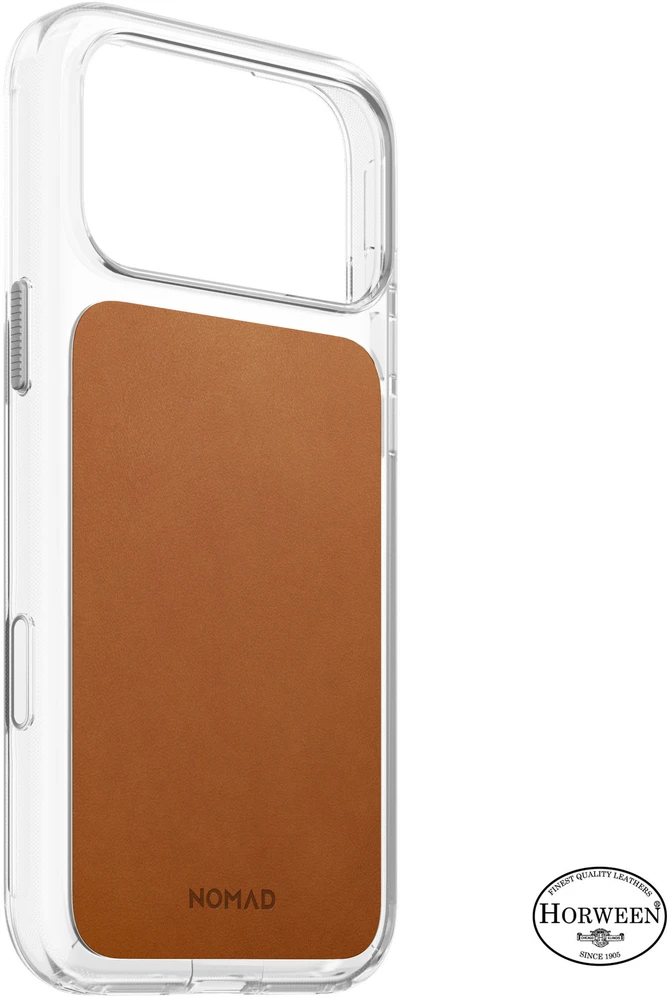 Nomad skaidrus odinis dėklas, balno ruda (Horween) - iPhone 18 Pro Max/17 Pro Max
