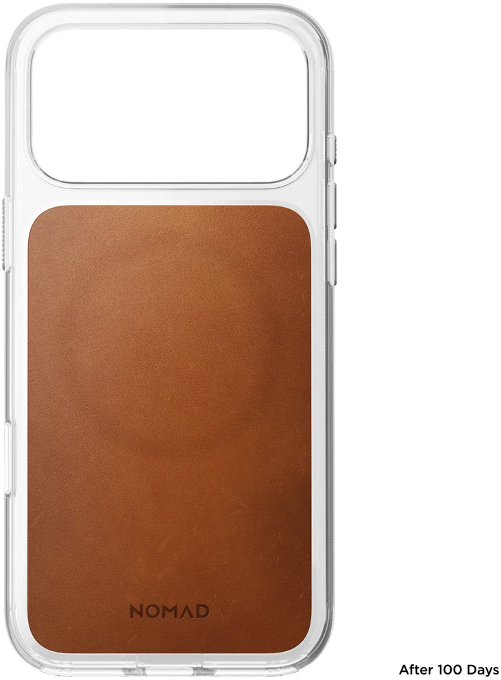 Nomad skaidrus odinis dėklas, balno ruda (Horween) - iPhone 18 Pro Max/17 Pro Max