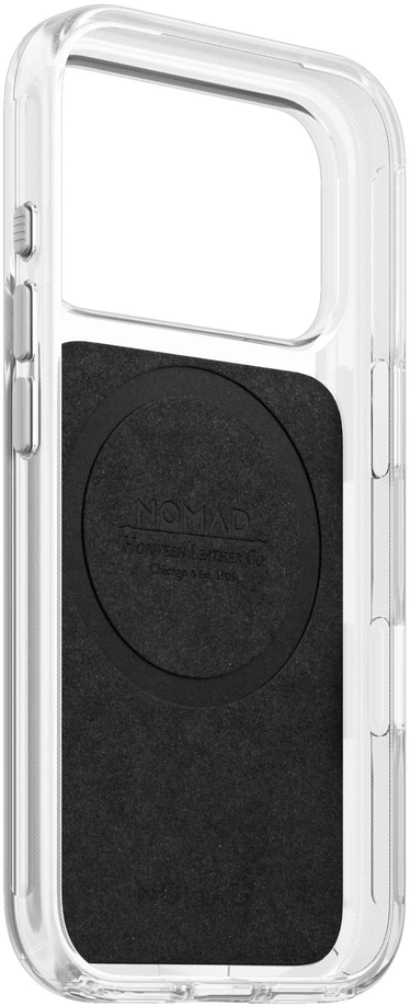 Nomad skaidrus odinis dėklas, balno spalvos (Horween) - iPhone 18 Pro/17 Pro