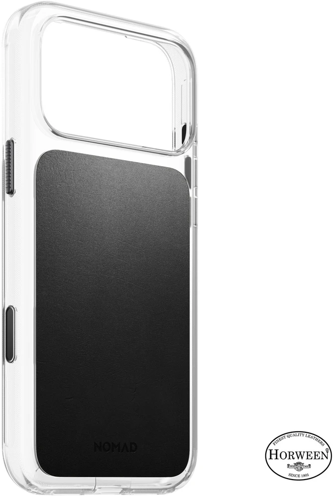 Nomad skaidrus odinis dėklas, juodas (Horween) - iPhone 18 Pro Max/17 Pro Max