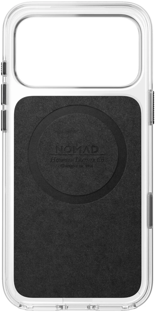 Nomad skaidrus odinis dėklas, juodas (Horween) - iPhone 18 Pro Max/17 Pro Max