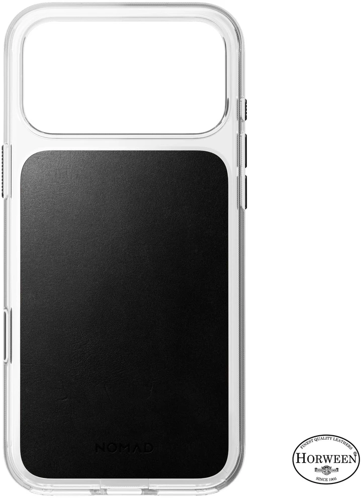 Nomad skaidrus odinis dėklas, juodas (Horween) - iPhone 18 Pro Max/17 Pro Max
