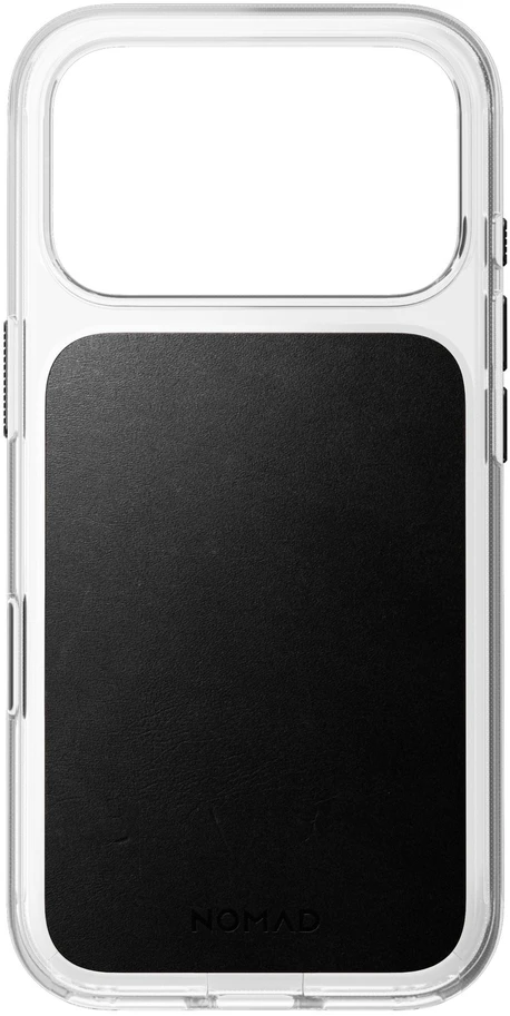 Nomad Skaidrus odinis dėklas, juodas (Horween) - iPhone 18 Pro/17 Pro