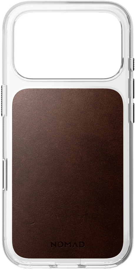 Nomad Skaidrus odinis dėklas, rustinė ruda (Horween) - iPhone 18 Pro/17 Pro